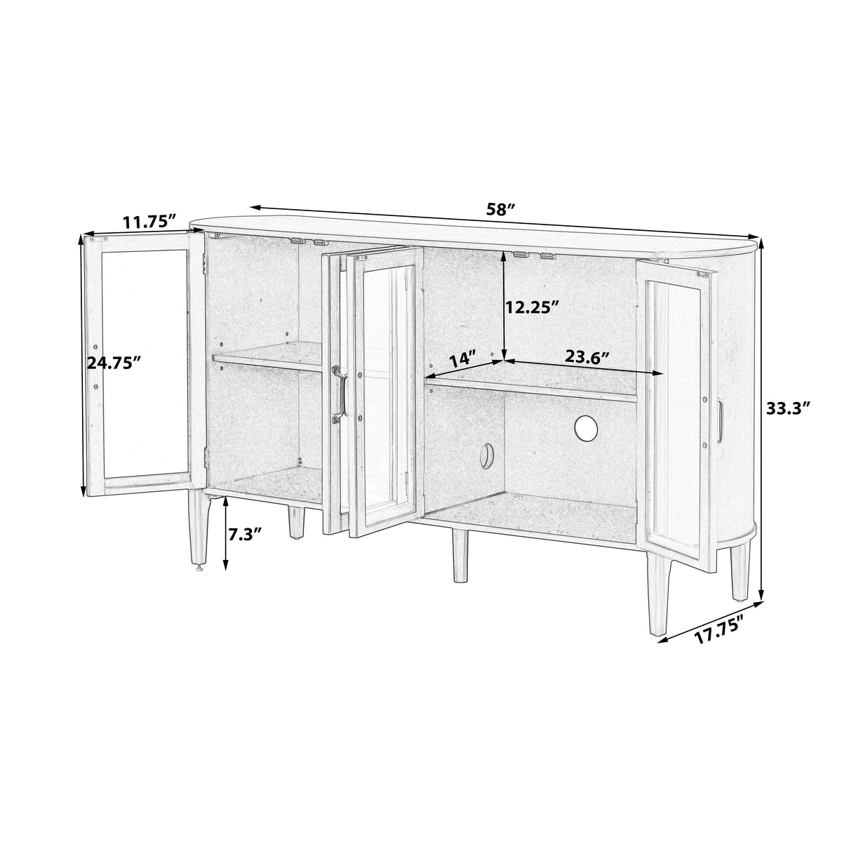 Stylish Large Storage Cabinet with 4 Doors