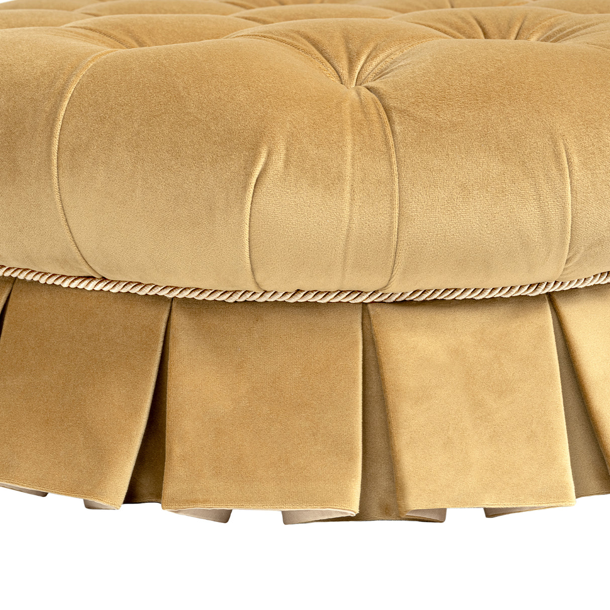Roquefort 24.5" Round Tufted Velvet Pet Bed with Box-Pleated Skirt