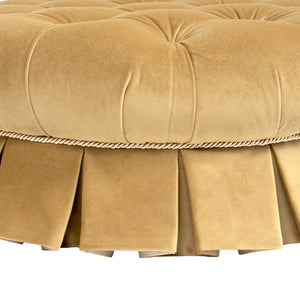 Roquefort 24.5" Round Tufted Velvet Pet Bed with Box-Pleated Skirt