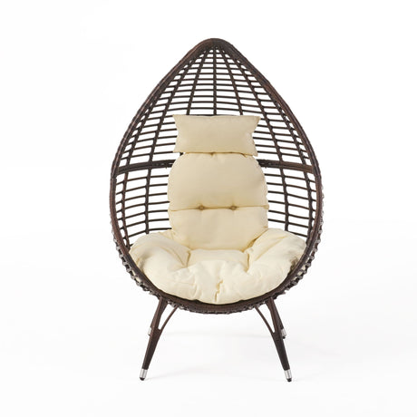 Cutter Teardrop Patio Chair With Water Resistant Cushion - Multi / Brown / Beige - Best Buy Furniture