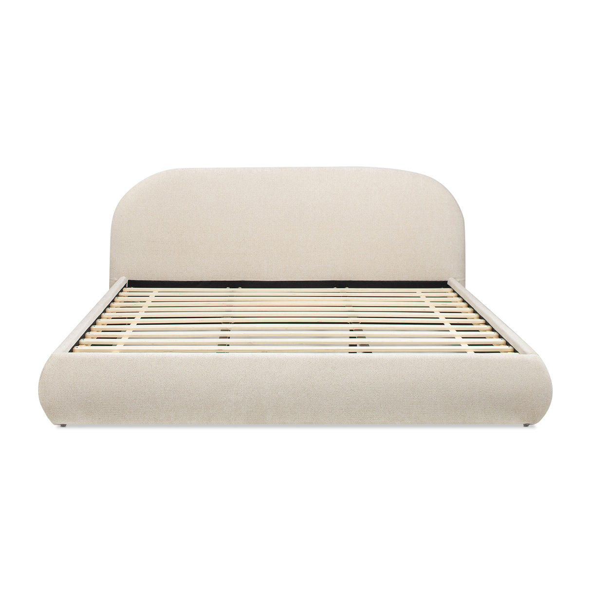 Archie Puffy Grounded Upholstered Platform Bed - Oatmeal Light