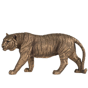 11.5" Tiger Statue Decor with Gleaming Coppery Finish