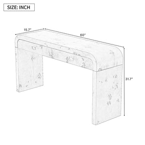 U_STYLE 60'' Wooden Entryway Table with Burl Veneer
