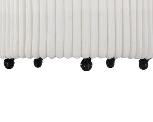 Malna Plush Wide Wale Corduroy Upholstered Barrel Accent Chair with Wheels