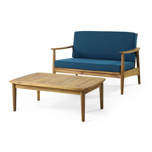Outdoor Acacia Wood Loveseat Set With Coffee Table - Best Buy Furniture