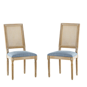 French Country Dining Chair With Rectangular Cane Backrest And Smooth Upholstered Seating - Best Buy Furniture