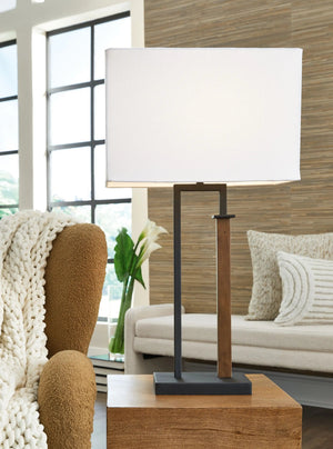 Voslen - Metal Table Lamp (Set of 2) - Black / Brown - Best Buy Furniture