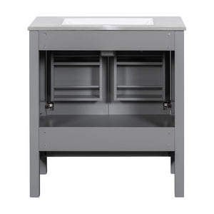 Bathroom Vanity With Single Sink, Combo Cabinet Undermount Sink, Bathroom Storage Cabinet With Two Doors And A Drawer, Soft Closing, Multifunctional Storage, Solid Wood Frame