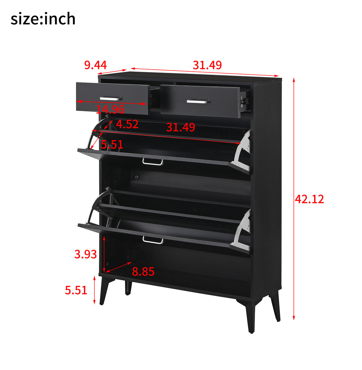 Large Size Shoe Cabinet - Freestanding Tipping Bucket Organizer