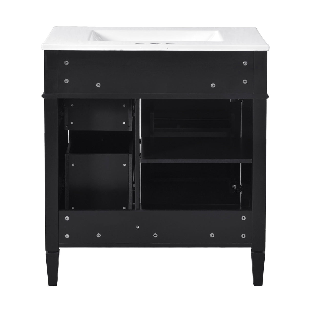 Bathroom Vanity With Top Sink, 2 Drawers & Tip Out Drawer