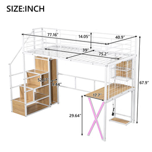 Loft Bed With Built In Work Station, Wardrobe, Storage Staircase And LED