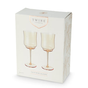 Tulip Stemmed Wine Glasses in Amber