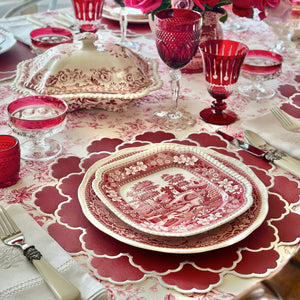 Timeless Red Scalloped Faux Leather Placemats