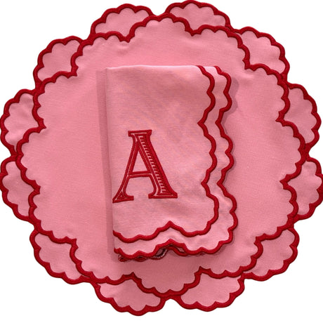 CRESSIDA PINK ROUND FABRIC PLACEMAT & NAPKIN SET