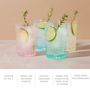 Acrylic Embossed Tumblers, Set of 4