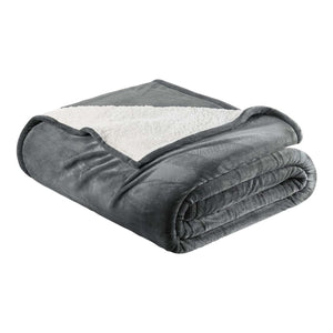 Velvet Plush Sherpa Bed Blanket by Great Bay Home