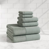 Cotton Linen-Like Border 6-Piece Towel Set - Priya Collection