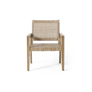 Outdoor Wicker and Acacia Wood Club Chairs - Set of 2