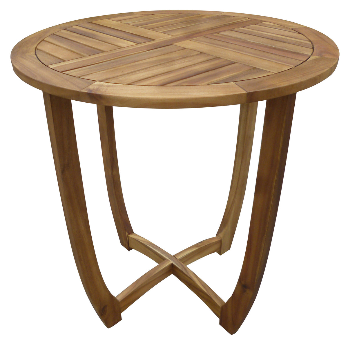 Outdoor Round Acacia Wood Accent Table - 27.5" Teak