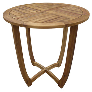 Outdoor Round Acacia Wood Accent Table - 27.5" Teak