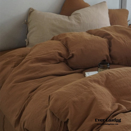 Evelyn Retro Double Gauze Bedding Set / Beige Brown