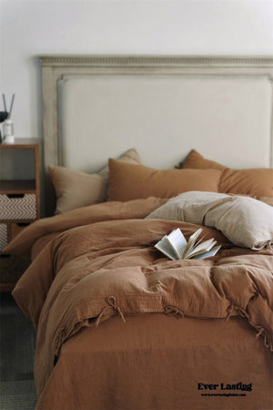 Evelyn Retro Double Gauze Bedding Set / Beige Brown