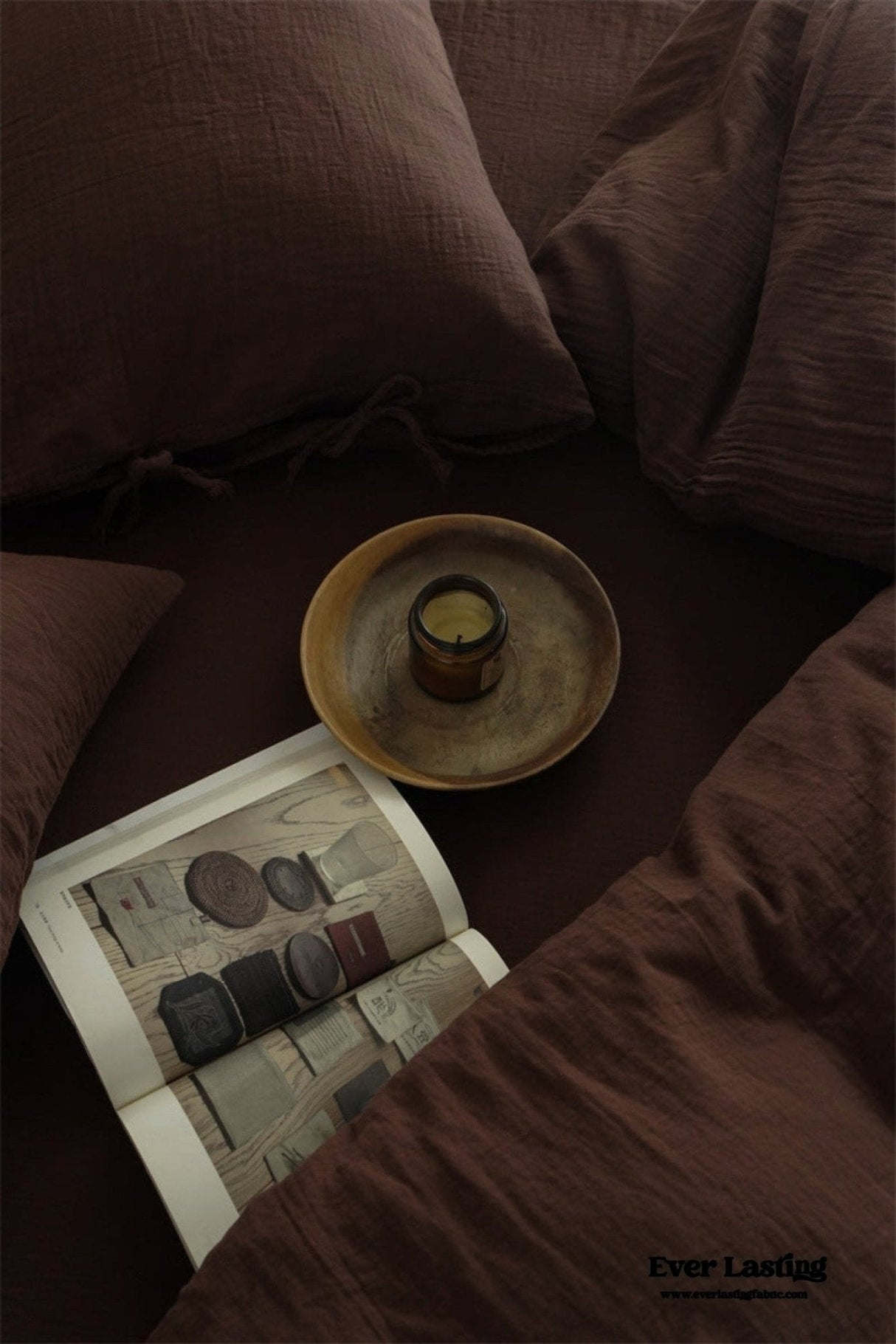 Evelyn Retro Double Gauze Bedding Set / Beige Brown