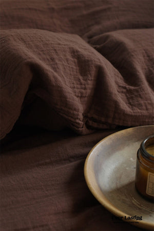 Evelyn Retro Double Gauze Bedding Set / Caramel Brown