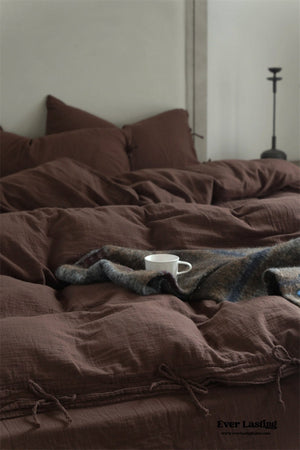 Evelyn Retro Double Gauze Bedding Set / Caramel Brown