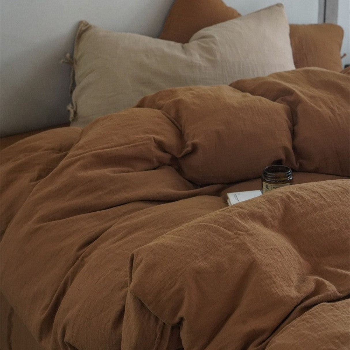 Evelyn Retro Double Gauze Bedding Set / Caramel Brown