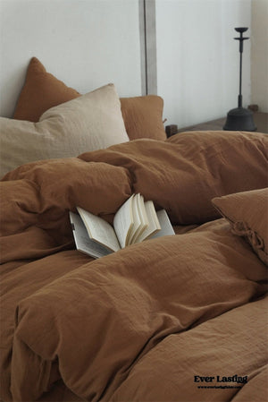 Evelyn Retro Double Gauze Bedding Set / Chestnut Brown
