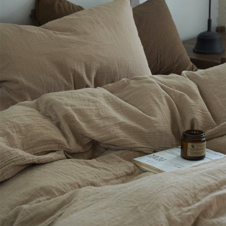 Evelyn Retro Double Gauze Bedding Set / Chestnut Brown