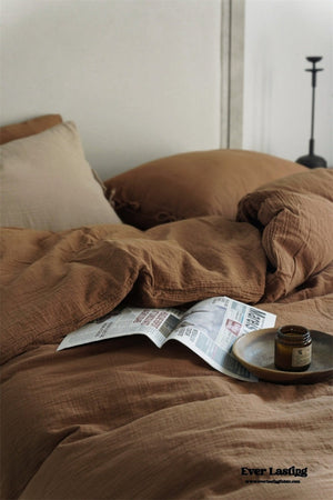 Evelyn Retro Double Gauze Bedding Set / Chestnut Brown