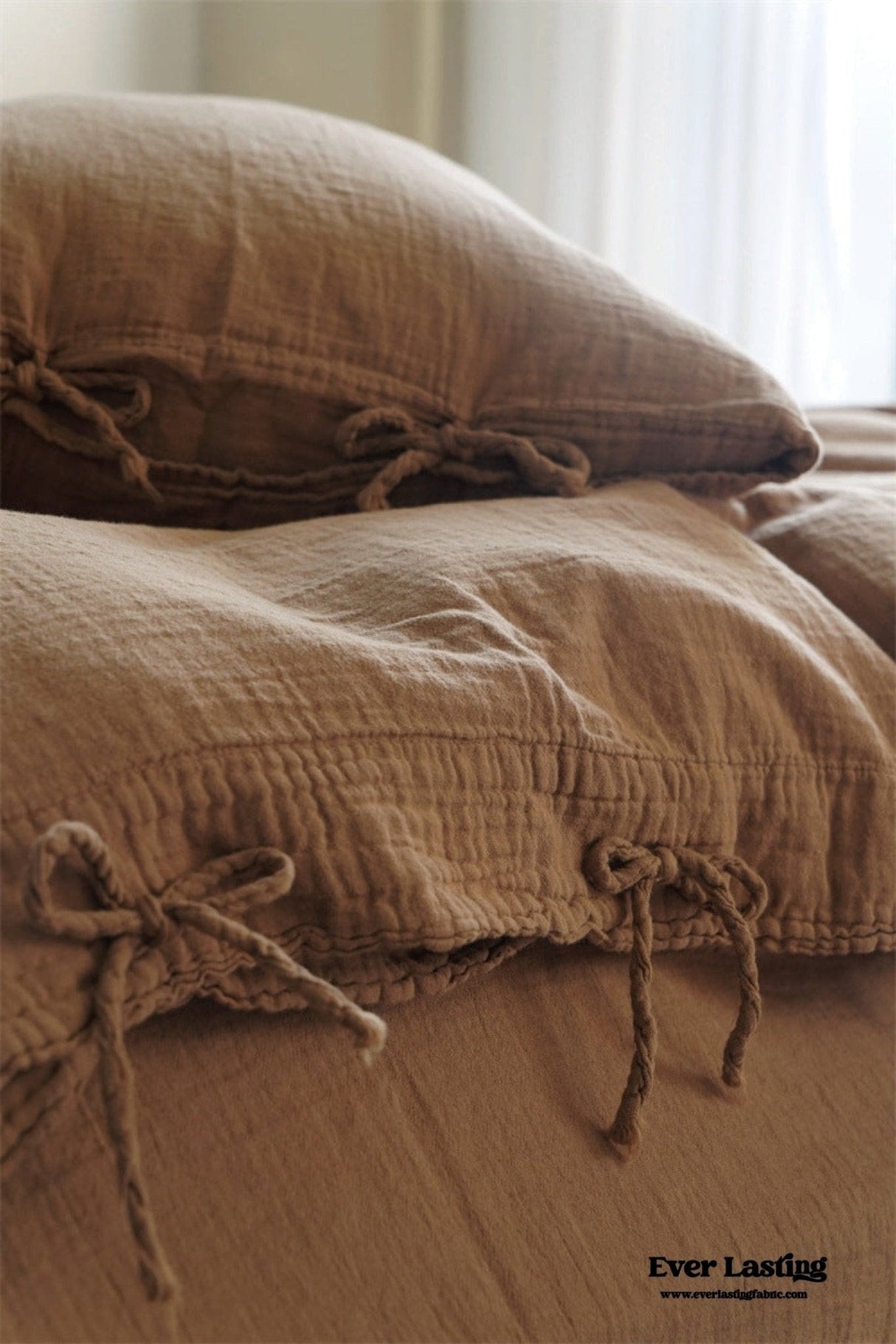 Evelyn Retro Double Gauze Bedding Set / Chestnut Brown