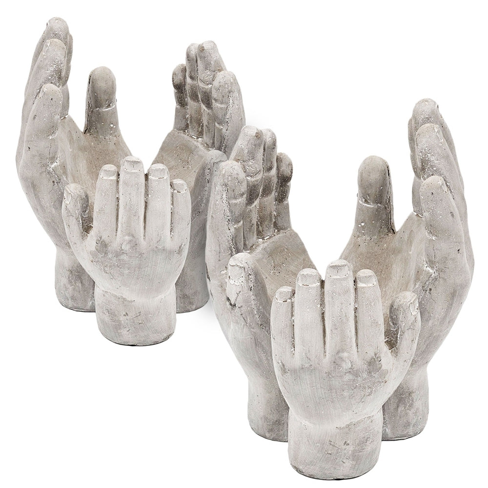 EVERGREEN DECOR Set of 2 Accepting Hands Garden Sculptures with Antique Gray Finish