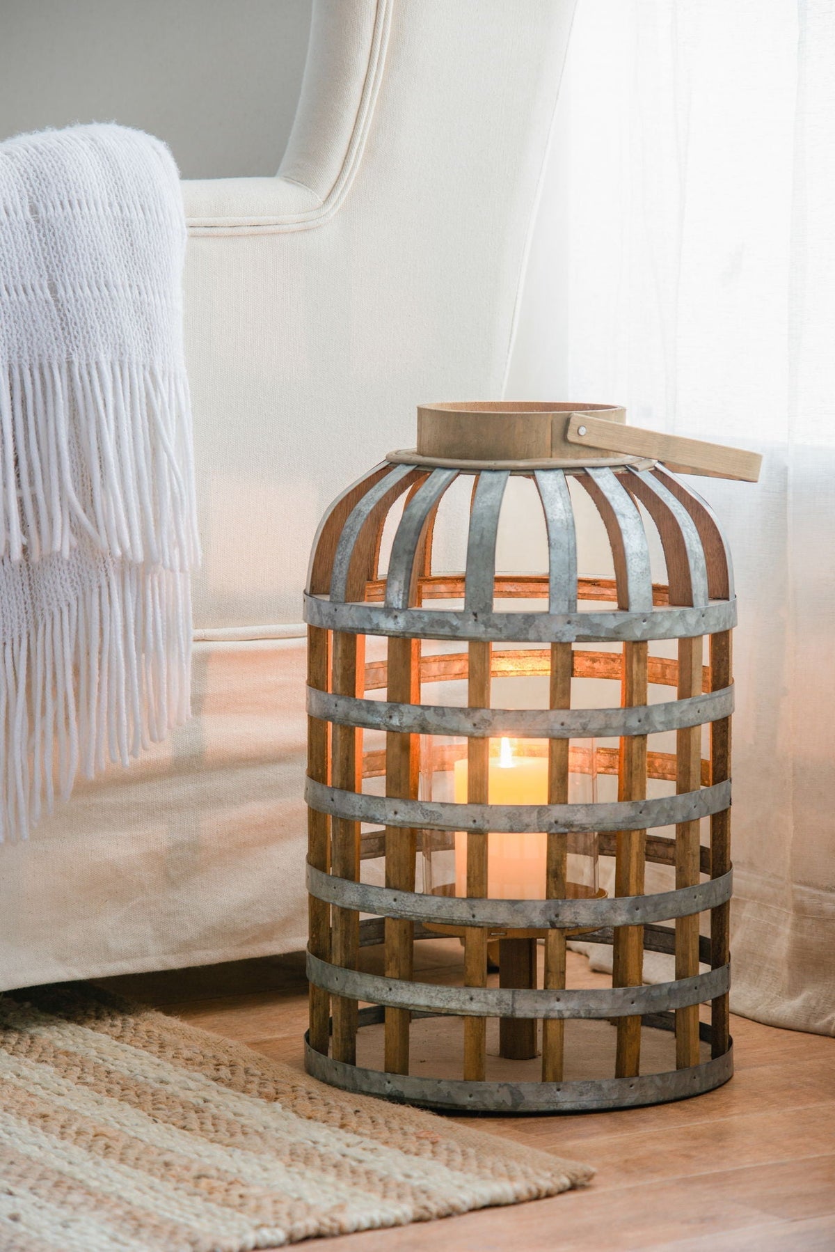 EVERGREEN DECOR Decorative Wooden Lantern with Handle - view 2