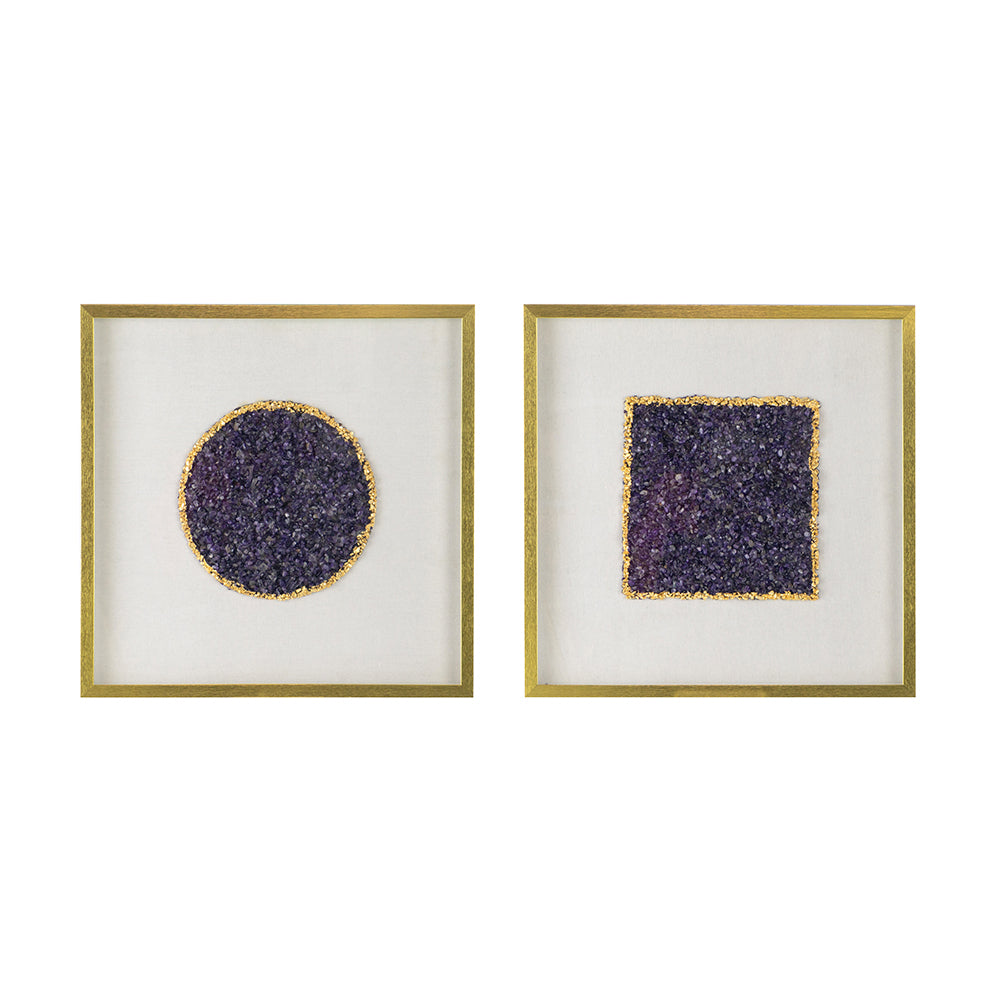 EVERGREEN DECOR Elegant Shadow Box Duo Wall Art with Purple Amethyst Crystals - view 2