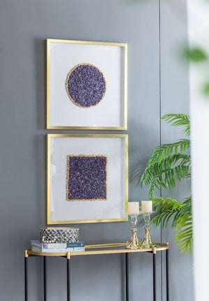 EVERGREEN DECOR Elegant Shadow Box Duo Wall Art with Purple Amethyst Crystals - view 7