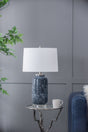 EVERGREEN DECOR Ellis Glass Table Lamp with Blue Base and Linen Shade - view 2