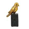 EVERGREEN DECOR Gold Resin Songbird Sculpture with Black Faux Branch