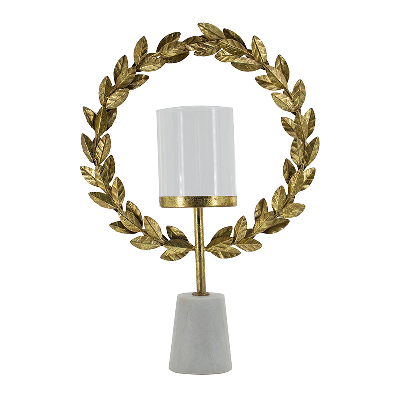 EVERGREEN DECOR Iron Floral Hurricane Table Lamp with Marble Base - view 2