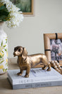 EVERGREEN DECOR Lifelike Dachshund Figurine with Copper Finish