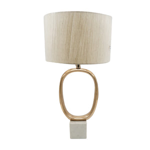 EVERGREEN DECOR Oval Shape Metal Table Lamp with Cream Linen Shade