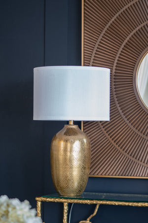 EVERGREEN DECOR Round Aluminum Table Lamp with Fabric Shade - view 2