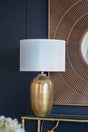 EVERGREEN DECOR Round Aluminum Table Lamp with Fabric Shade - view 2
