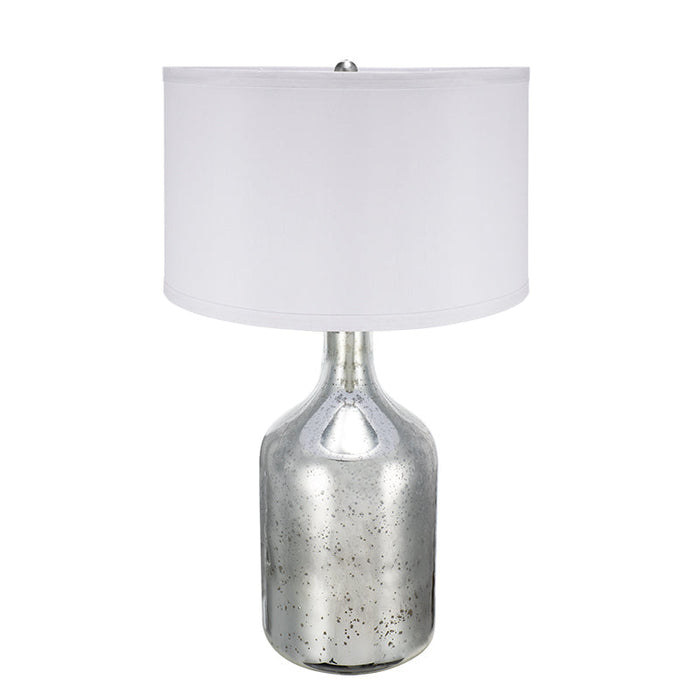 EVERGREEN DECOR Silver Round Table Lamp with White Fabric Shade