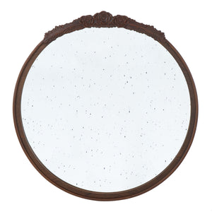 Round Hand Carved Rose Antique Mirror Frame, Wall Mirror For Live Space