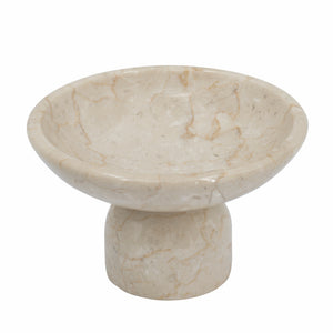 7x7x4" Round Marble Pedestal Fruit Bowl