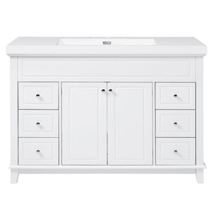 Bathroom Vanity With Sink, 6 Soft Close Drawers & Double Doors - White