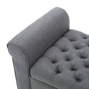 Hayes - Contemporary Armed Storage Bench With Rolled Arms And Button Tufting